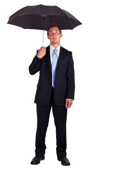 Homem de negócios com guarda-chuva — Fotografia de Stock