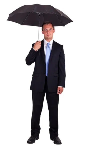 Geschäftsmann mit Regenschirm — Stockfoto