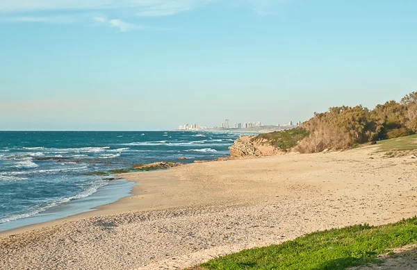Вид на пляж, Израиль  . — стоковое фото