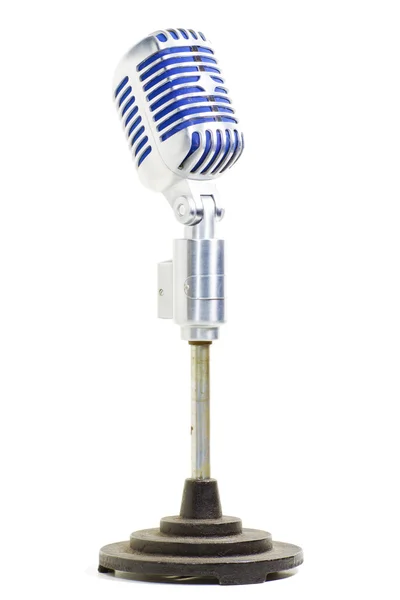 Vintage & sexy metal microphone w/blue mesh — Stock Photo, Image