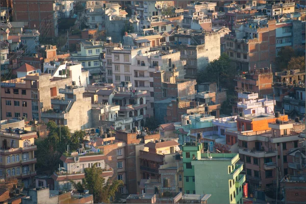 stock image An evening cityscape of many buildings of Kathmandu City, Nepal. View from Swayambhunath pagoda