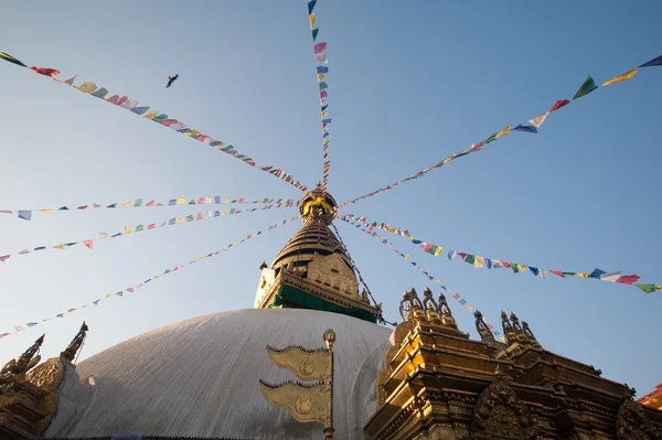 Swayambhunath pagoda es el famoso templo budista en Katmandú, Nepal. El templo también es conocido como el "templo del mono" ". —  Fotos de Stock
