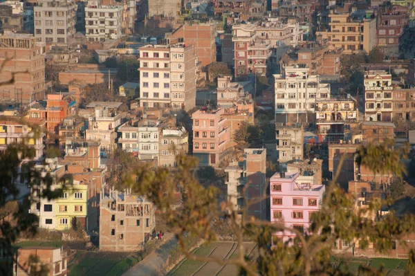 stock image An evening cityscape of many buildings of Kathmandu City, Nepal. View from Swayambhunath pagoda