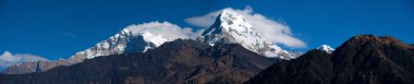 Beautiful panorama view of Himalayan mountains in morning when see from Ghorepani Village, Poon Hill Trekking way, Nepal clipart