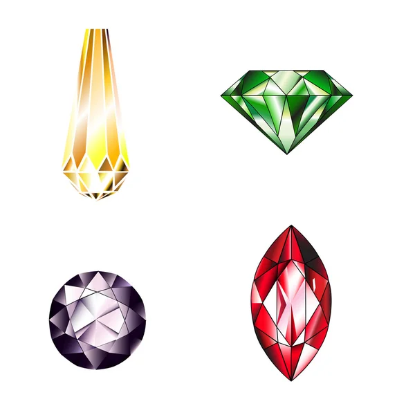 Viele Arten und Kollektionen von farbenfrohem Schmuck und Diamantform — Stockfoto