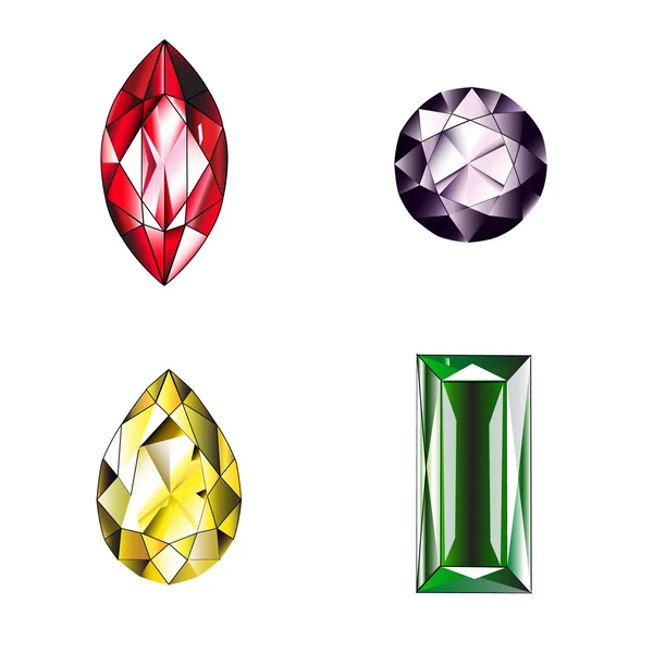 Wiele typu i zbiór kolorowy kształt biżuterii i diament — Zdjęcie stockowe