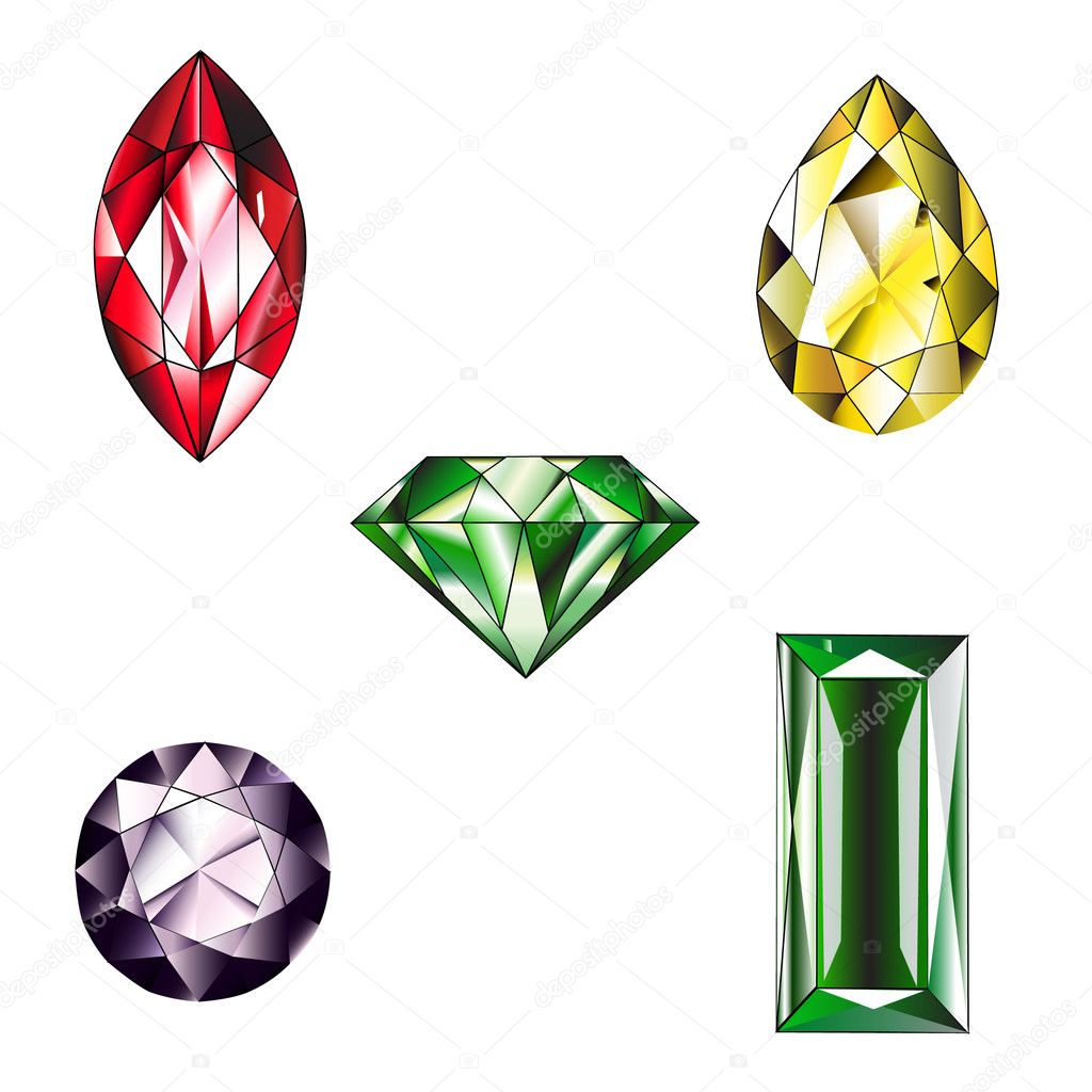 Many type and collection of colorful jewelry and diamond shape