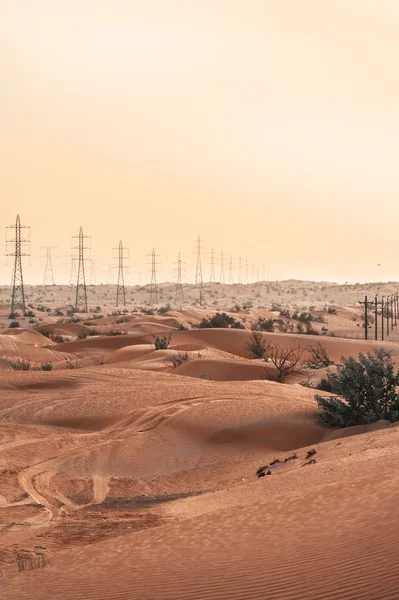 Сетевые столбы электричества в пустыне — стоковое фото
