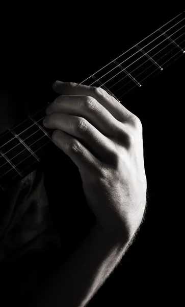 マイナーな第 6 弦 (Am6) エレク トリック ギター。トーンのモノクロ画像 — ストック写真