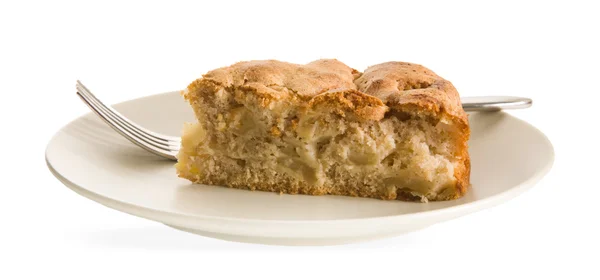 Pedaço de torta de maçã de canela em um prato — Fotografia de Stock