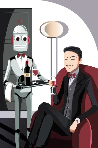 Человек и робот — стоковый вектор