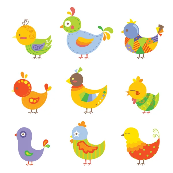 Pollos coloridos — Vector de stock