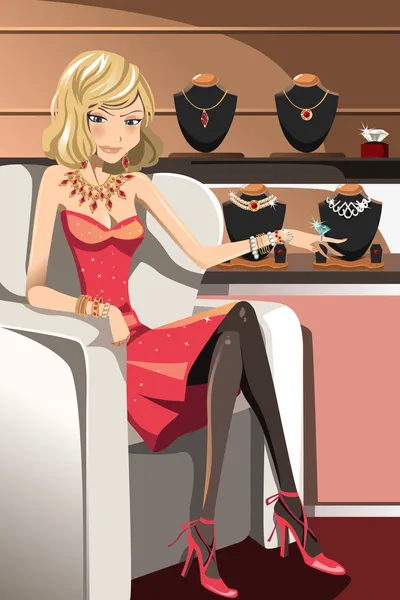 Woman with jewelry — Stock Vector