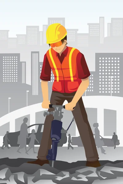 Trabajador de construcción de carreteras — Vector de stock