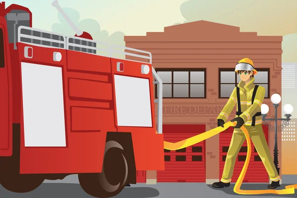 Werken brandweerman — Stockvector
