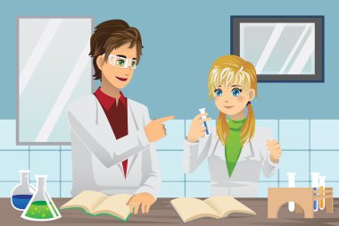 Students in lab clipart