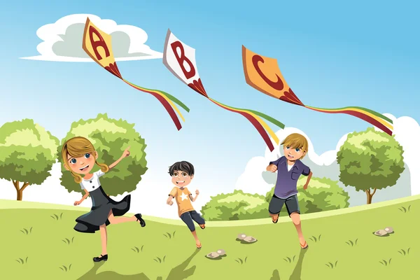 字母表放风筝的孩子 — 图库矢量图片