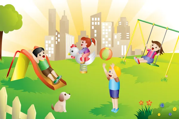 Kids in the playground — Stock Vector