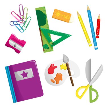 School supplies icons clipart