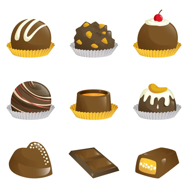 Chocolates icons — Stock Vector