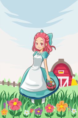 Country farm girl clipart