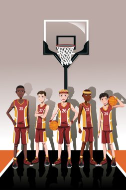 Basketball team players clipart