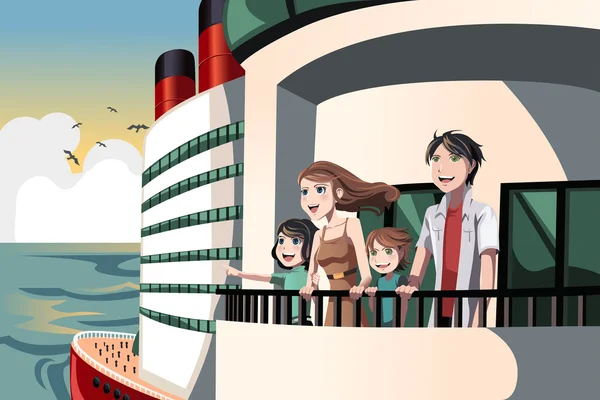 Familie op een cruise reis — Stockvector