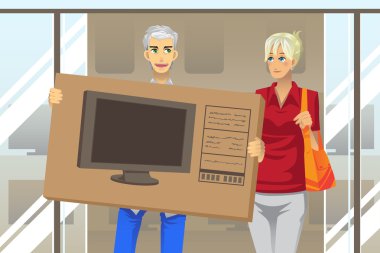 Couple buying TV clipart