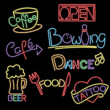 Neon signs clipart