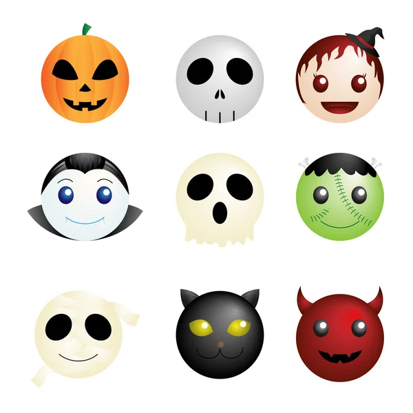 Ícones de personagens de Halloween — Vetor de Stock