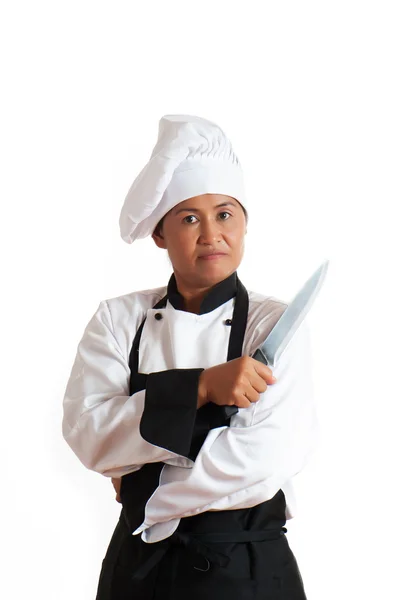 Kobieta jako szef kuchni w restauracji — Zdjęcie stockowe