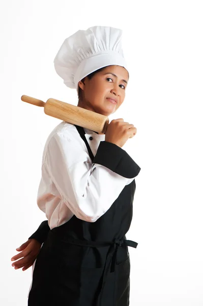 Жінка як шеф-кухар — стокове фото