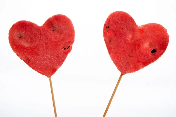 Twee watermeloen hart — Stockfoto
