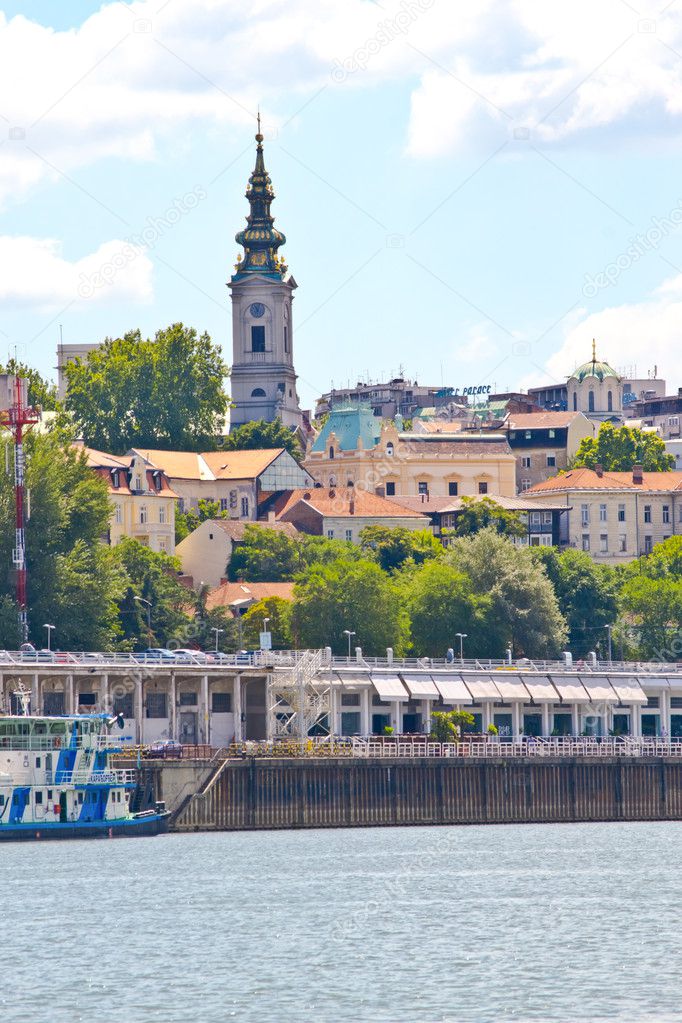 Belgrade cityscape from river