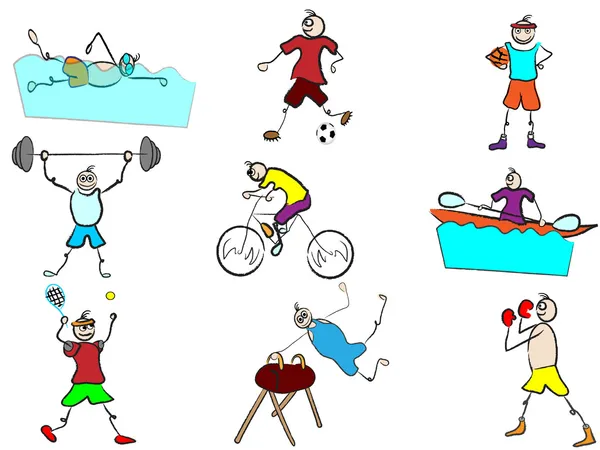 Olympijské karikatury sportovní avatary vektorové ilustrace — Stockový vektor