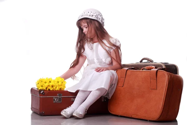 Kid on a suitcase — Stock Photo, Image