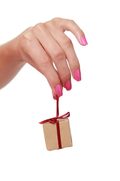 Hand with present box — Stock Photo, Image