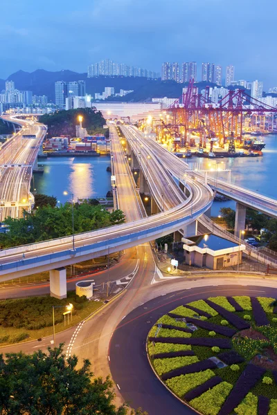 Hong kong trafik geceleri — Stok fotoğraf