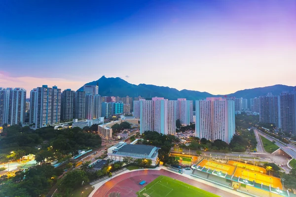 Hong kong şehir merkezinde gün batımında — Stok fotoğraf