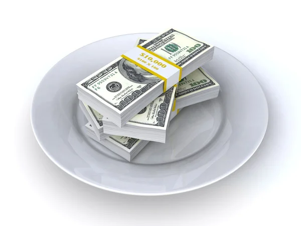 Dinheiro no prato — Fotografia de Stock