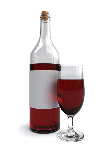 Бутылка вина и бокал — стоковое фото