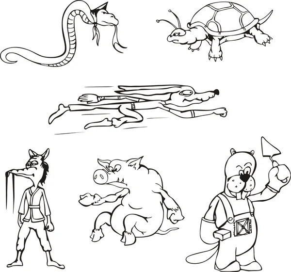 Hayvan karikatürleri — Stok Vektör