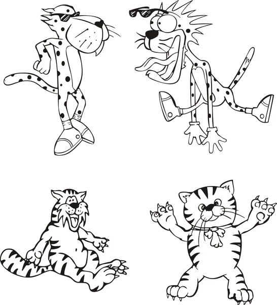 Leopard and Cat Cartoons — Stock Vector