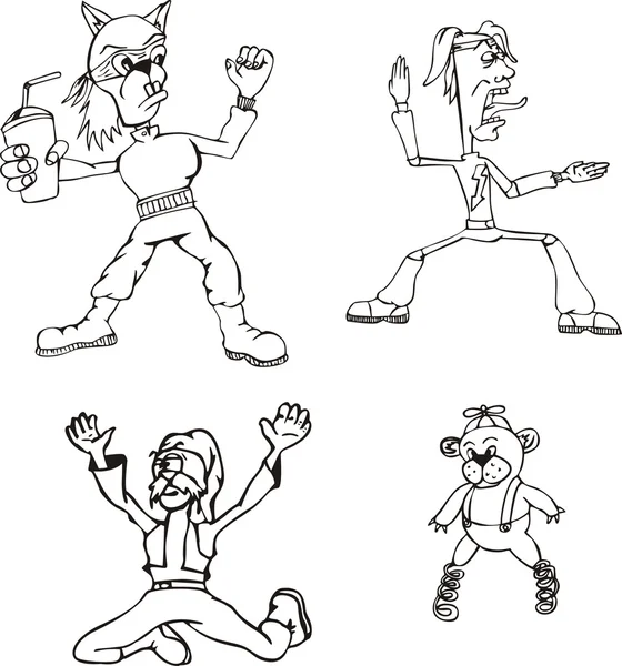 Personaggi dei cartoni animati vari — Vettoriale Stock