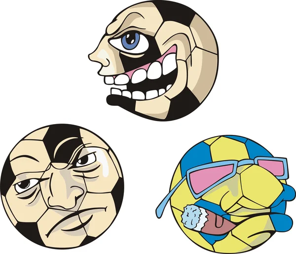 Смешные футбольные мячи — стоковый вектор