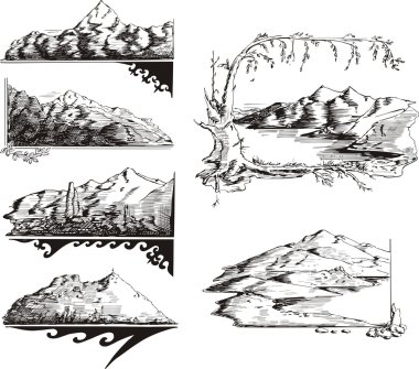 Mountain sketches clipart