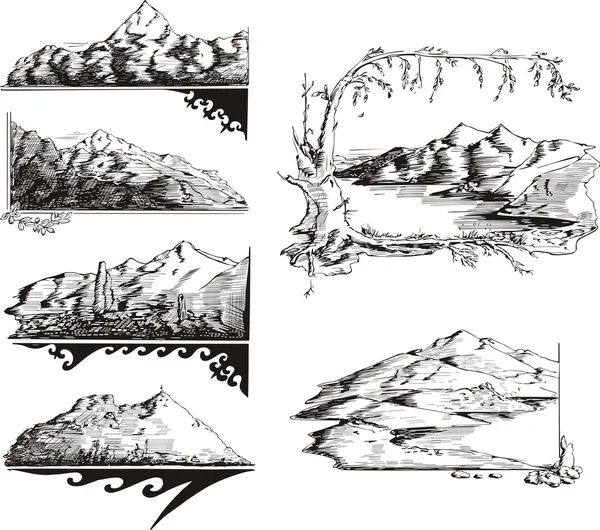 Гора ескізи — стоковий вектор