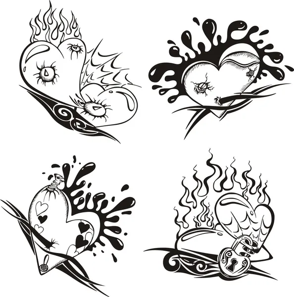 Stylizowane tatuaż z serca — Wektor stockowy