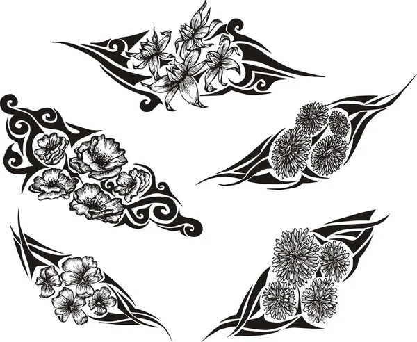Татуировки из племенных цветов — стоковый вектор
