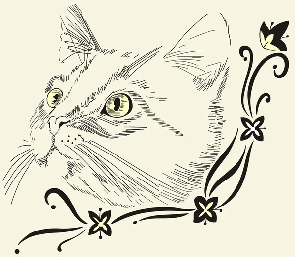 Dekorativa hörn med katt — Stock vektor